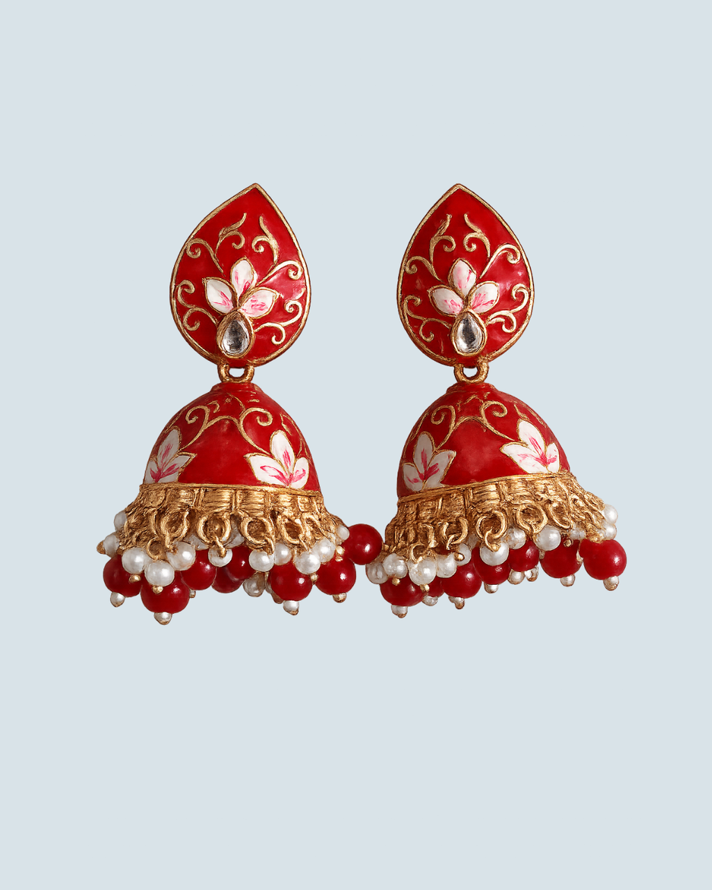Lotus Meenakari Jhumka