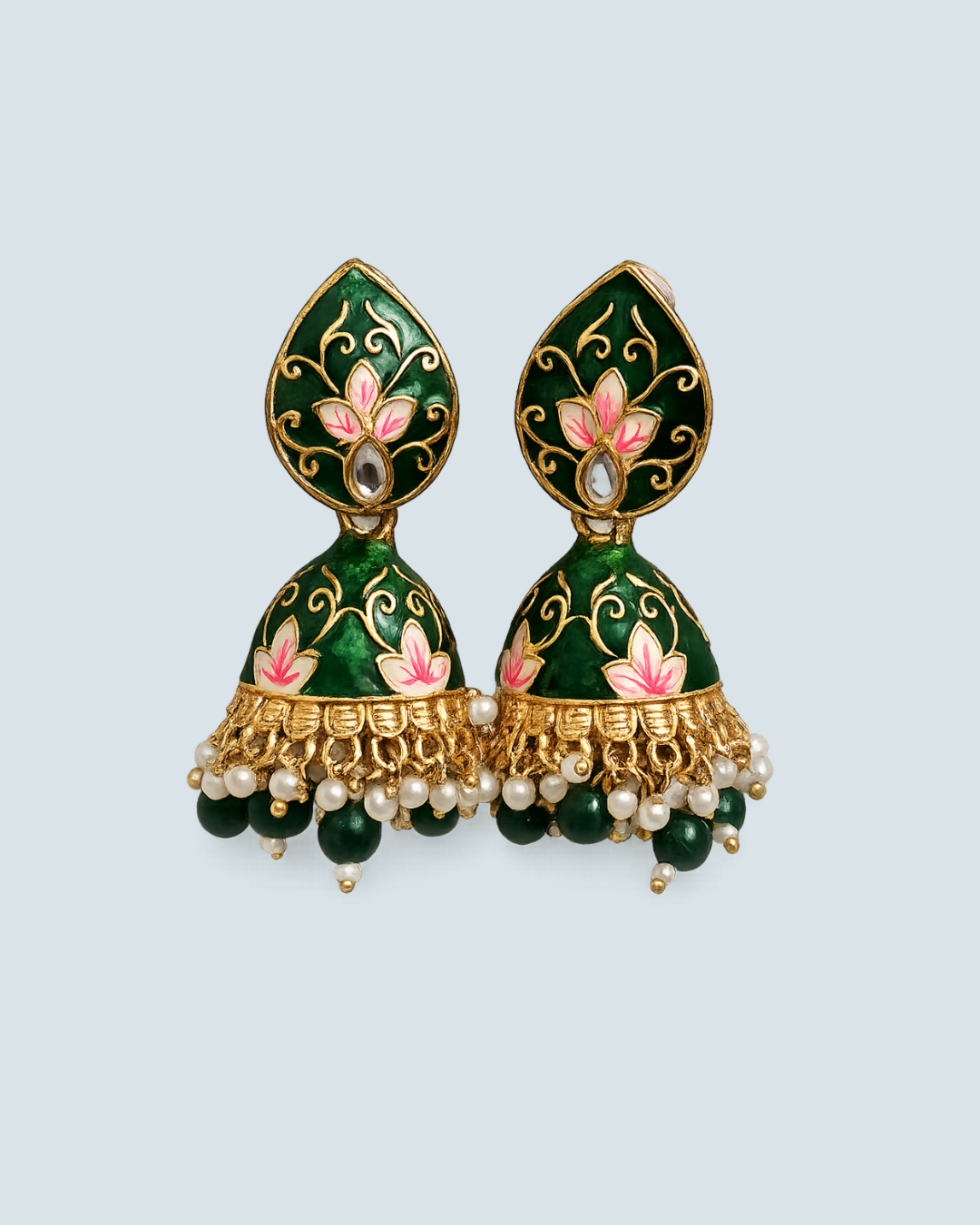 Lotus Meenakari Jhumka