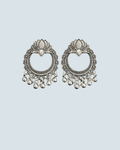 Oxidized Lotus Earrings