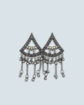 Geometric triangle-shaped oxidized silver dangle earrings for casual style - Trinketly BD