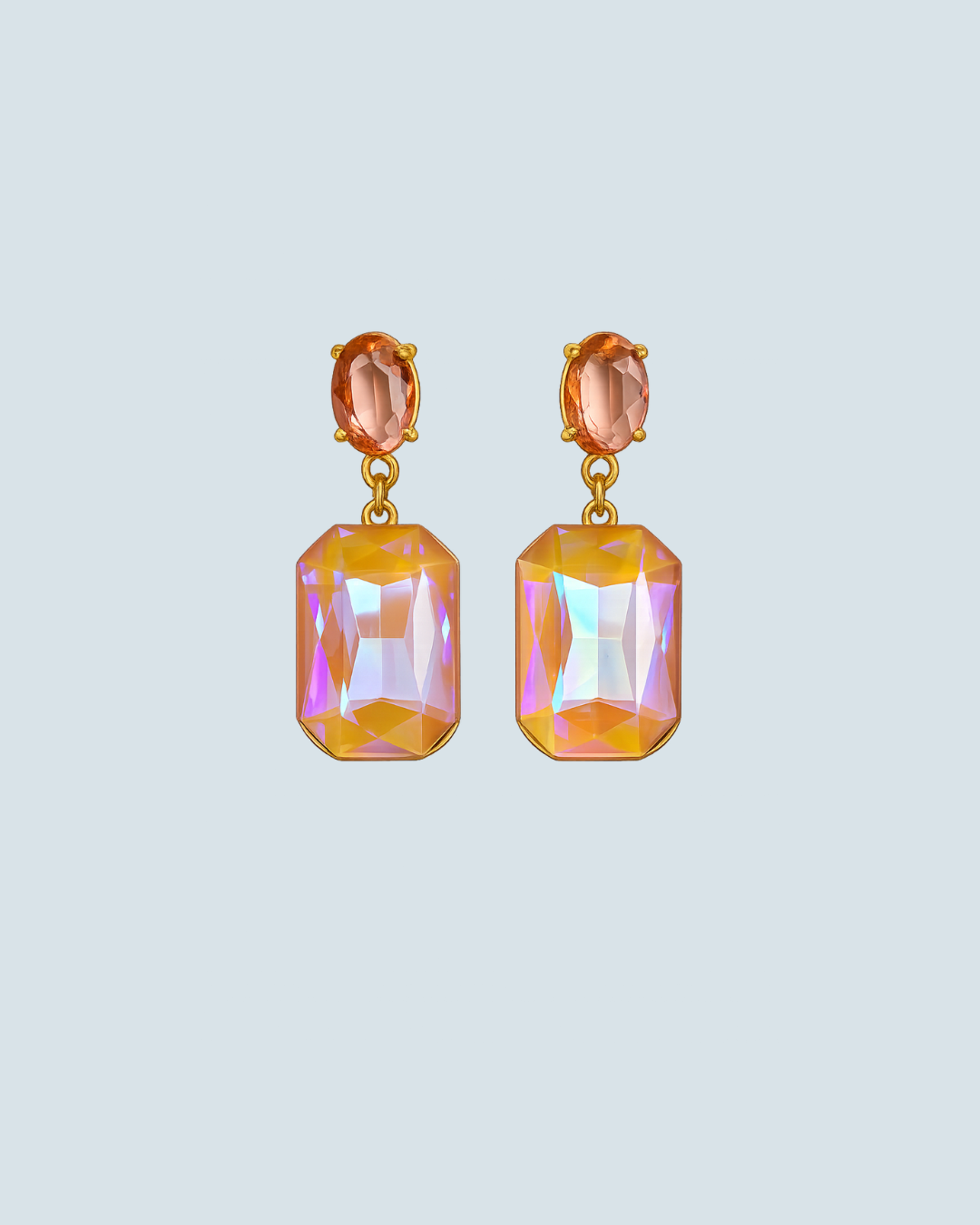 Elegant peach crystal stone drop earrings for date night and evening wear - Trinketly BD