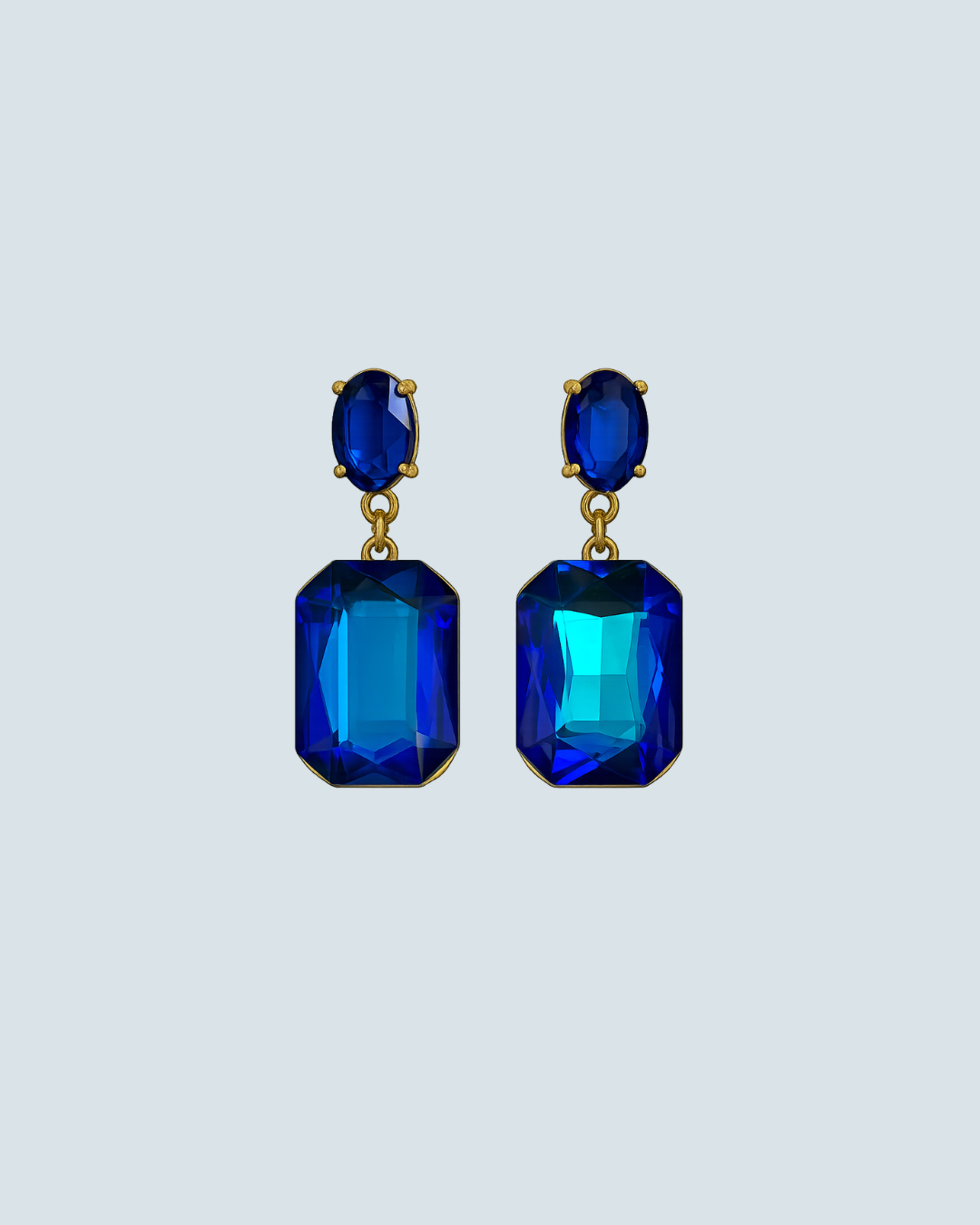 Elegant blue crystal stone drop earrings for date night and evening wear - Trinketly BD