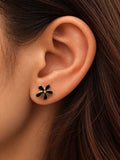 Black Flower Studs