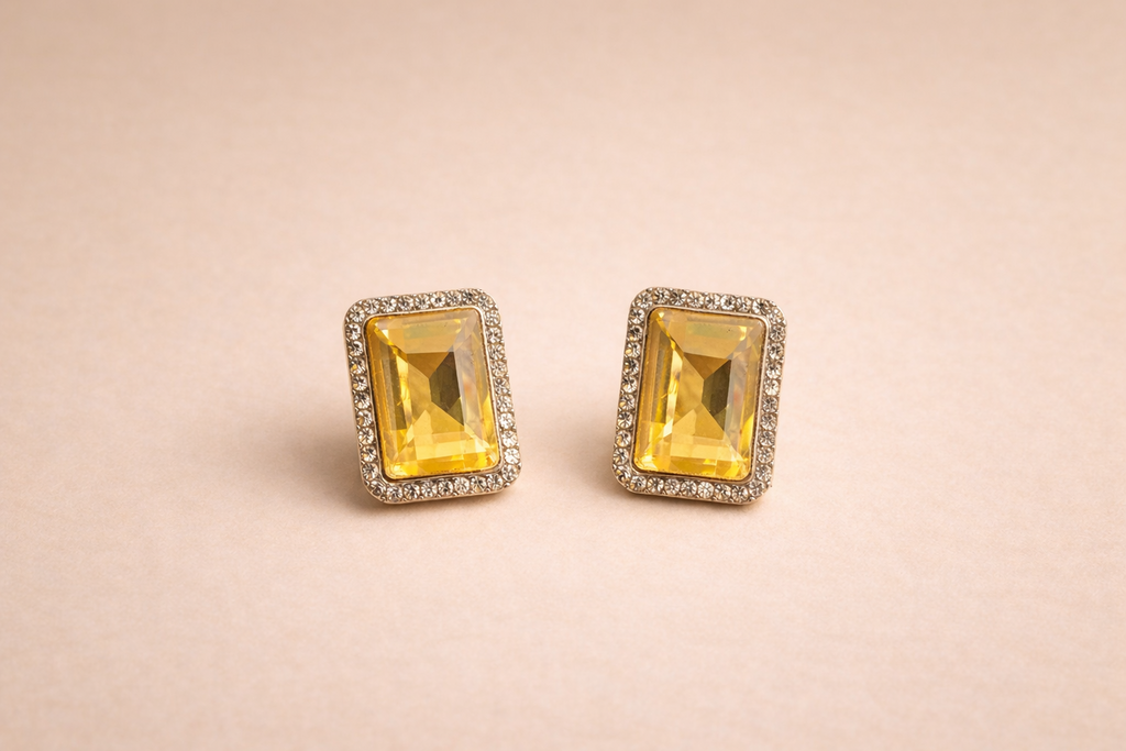 Emerald Cut Crystal Studs