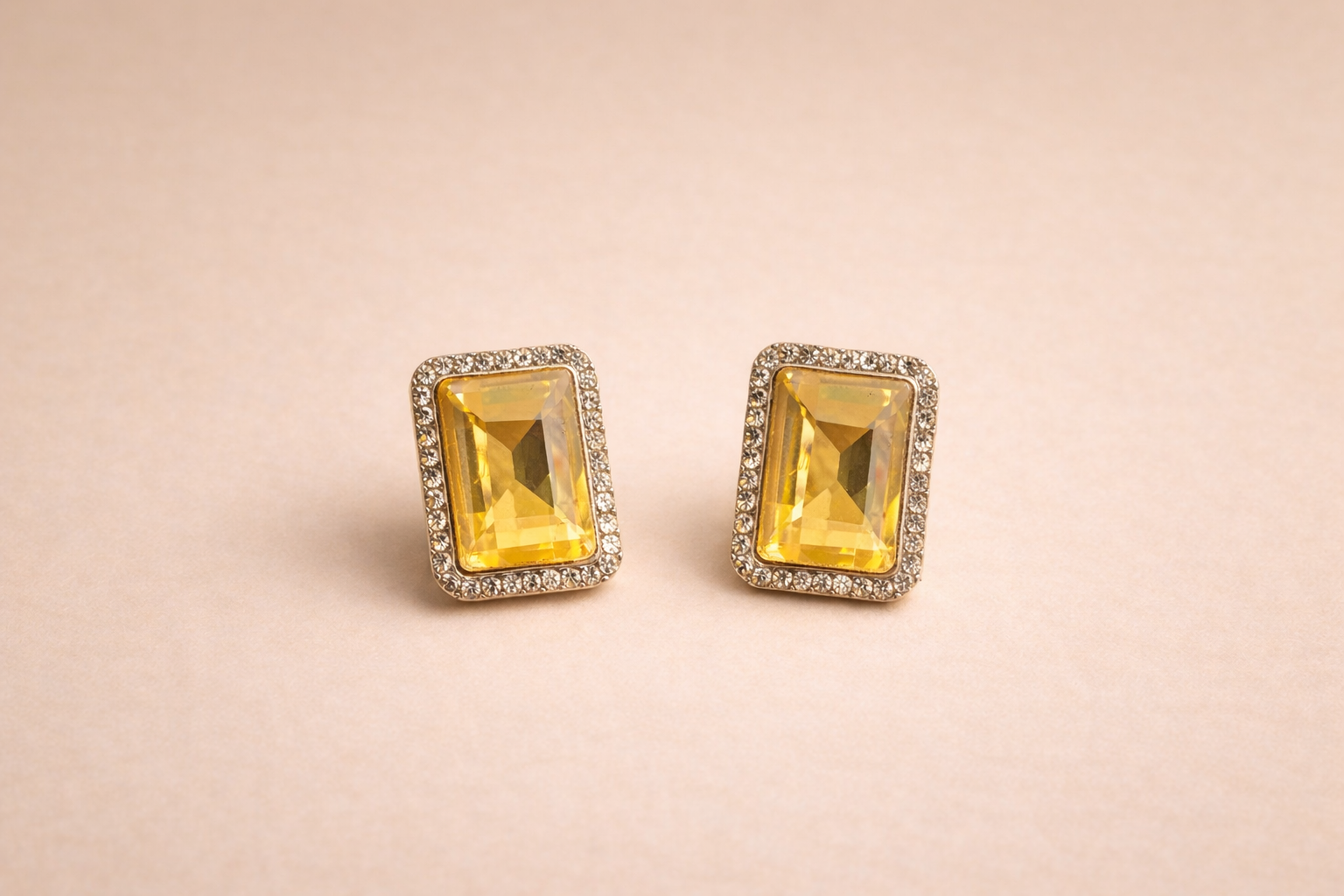 Emerald Cut Crystal Studs