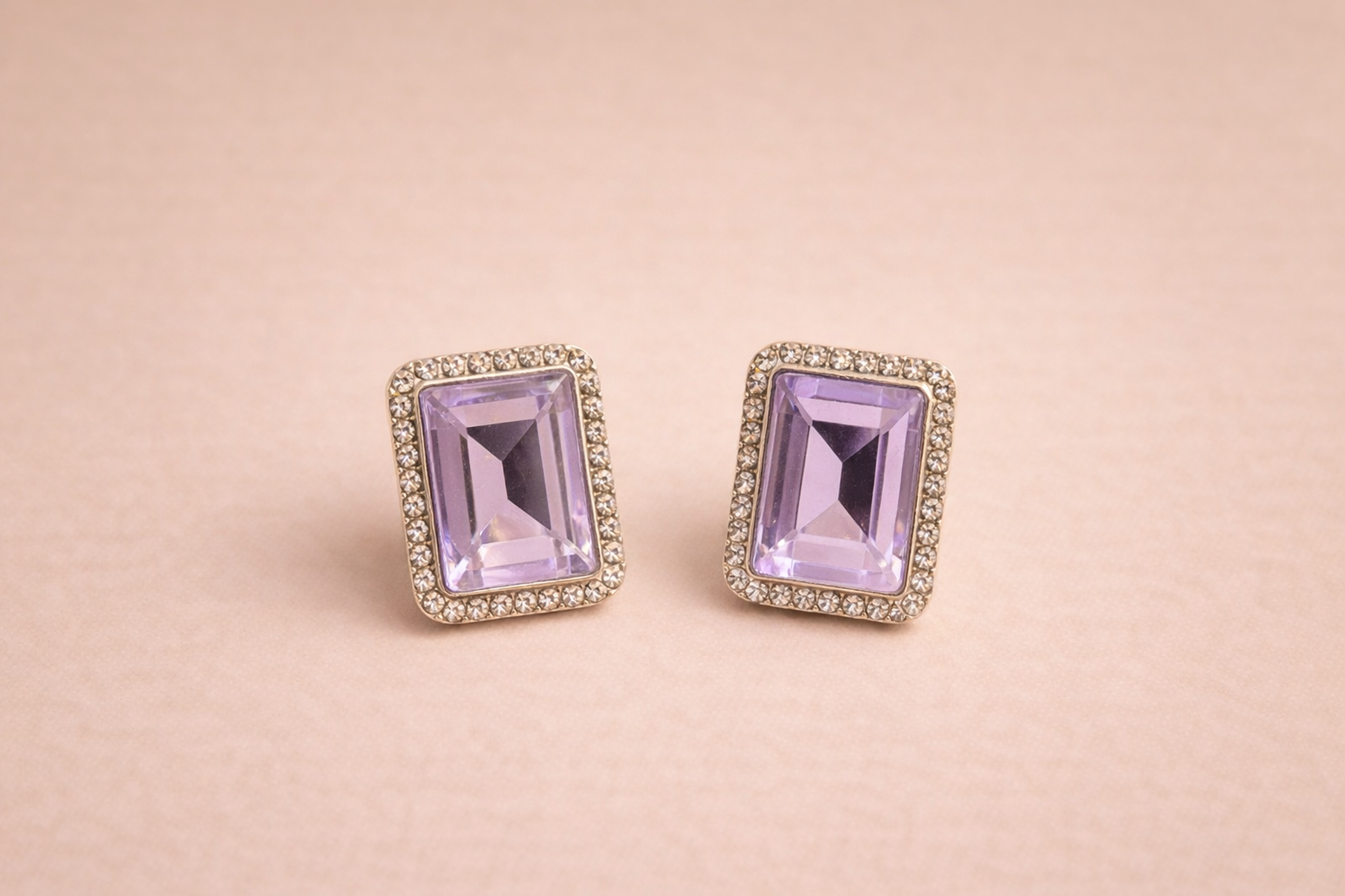 Emerald Cut Crystal Studs