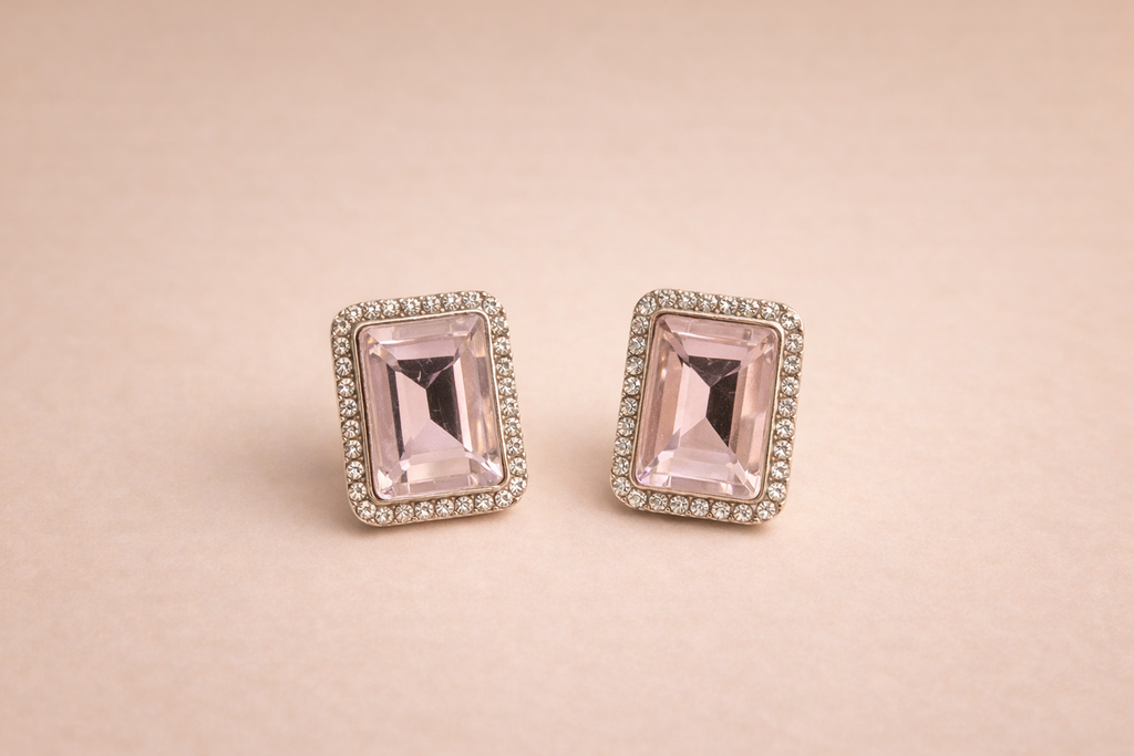 Emerald Cut Crystal Studs
