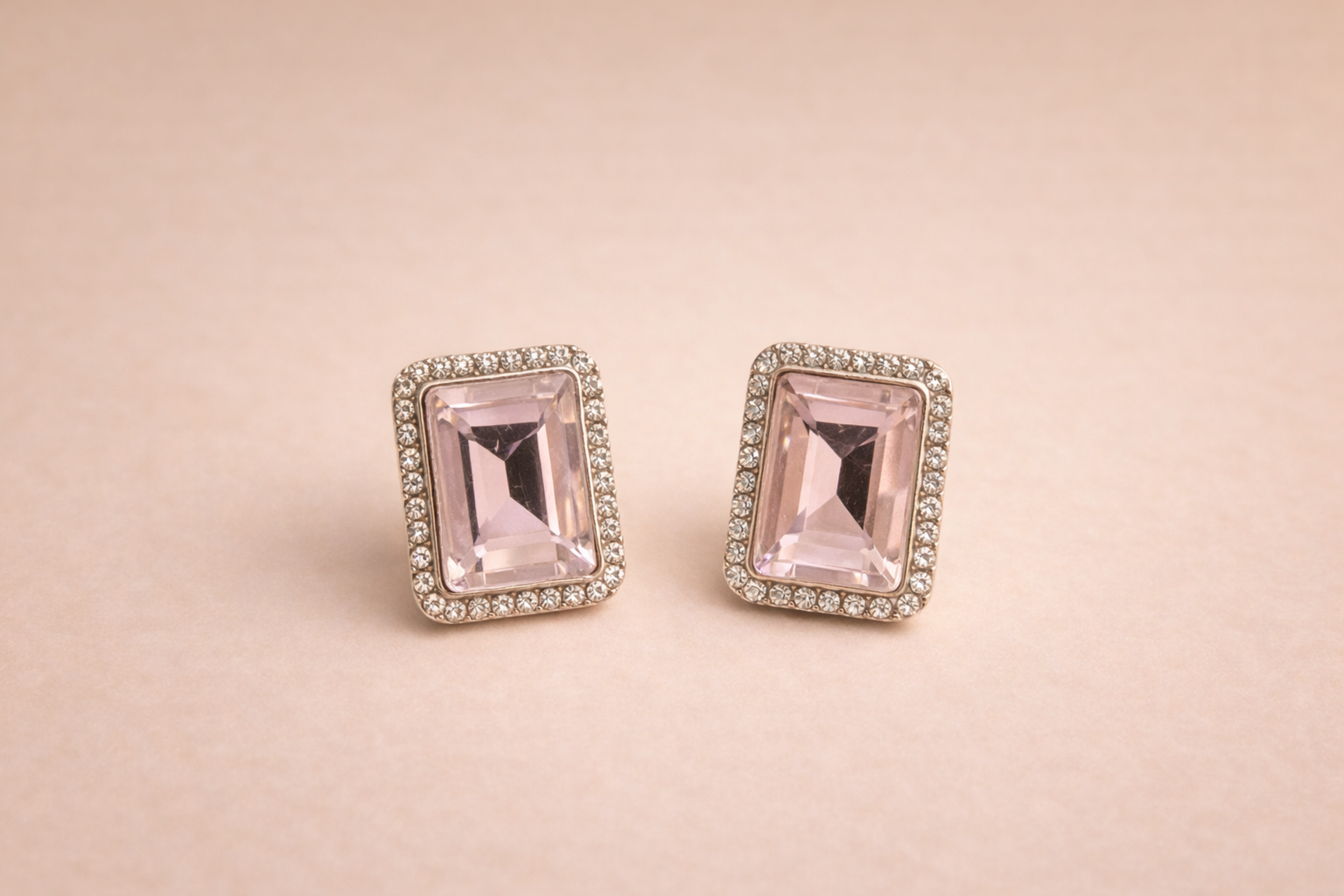 Emerald Cut Crystal Studs