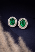Oval Halo Crystal Studs