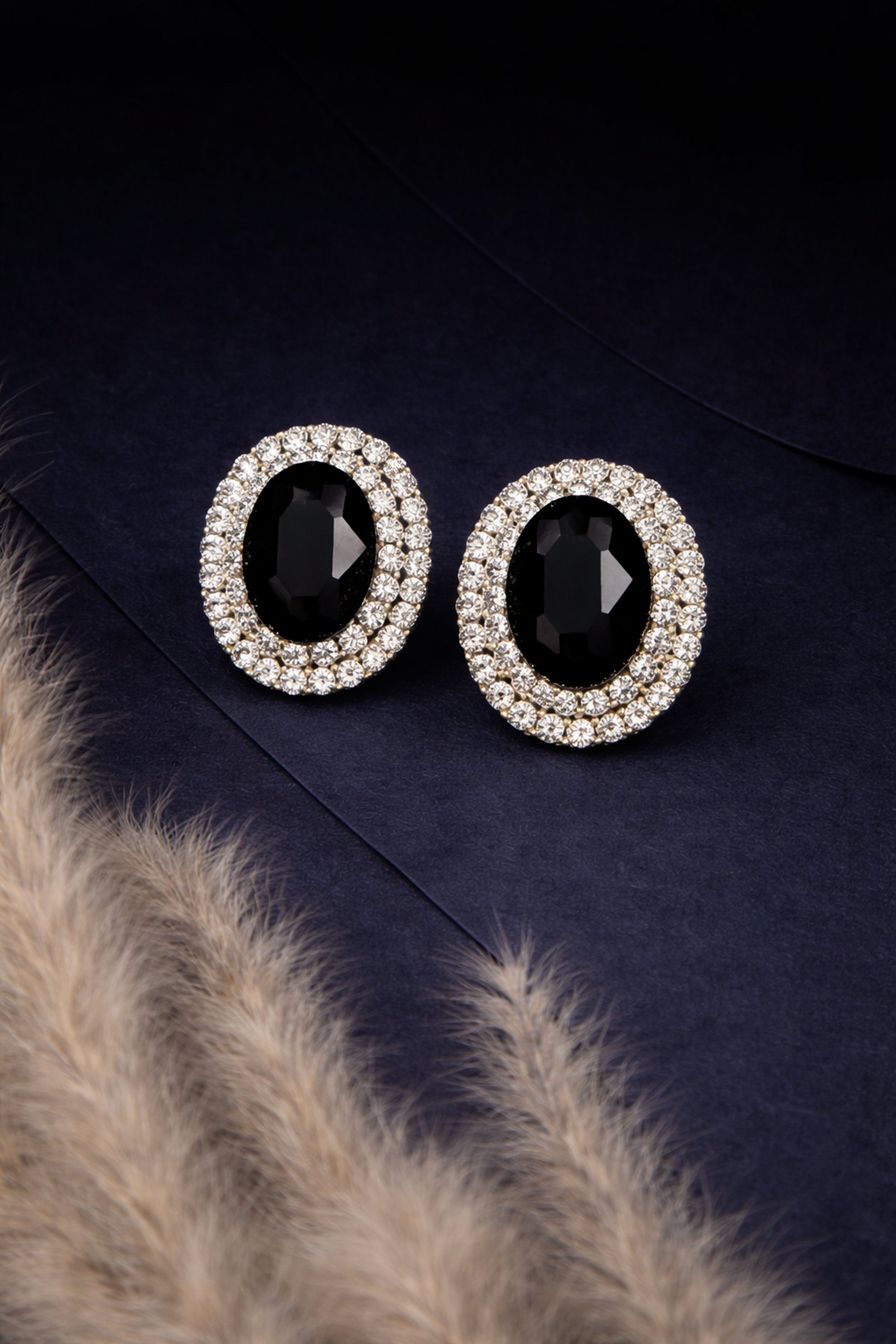 Oval Halo Crystal Studs