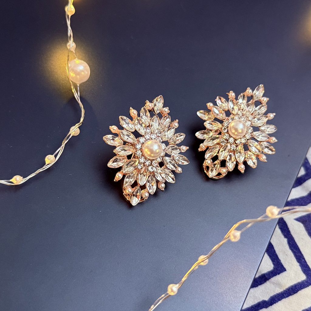 Pearl Sunburst Crystal Earrings