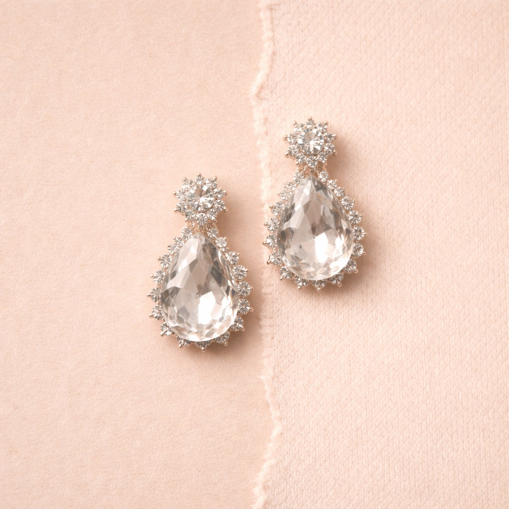 Halo Teardrop Crystal Studs
