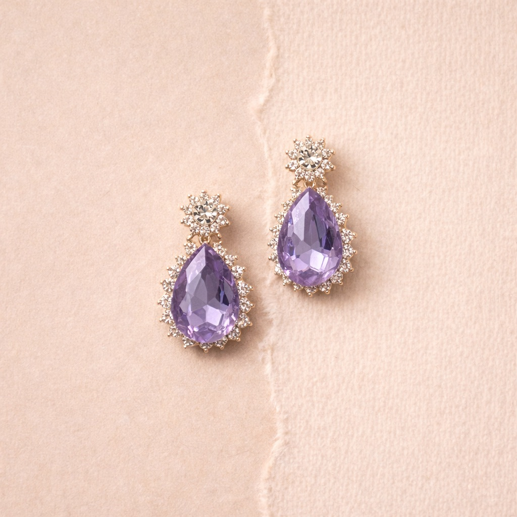 Halo Teardrop Crystal Studs