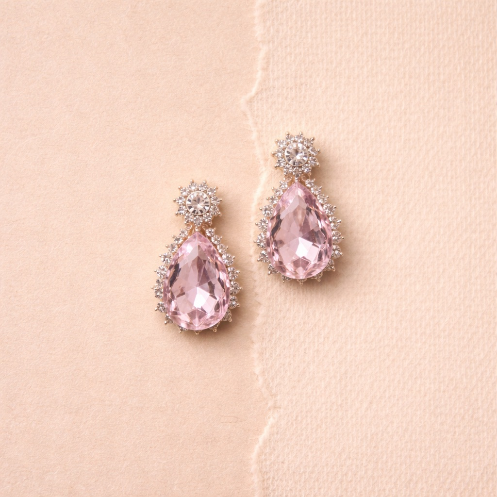 Halo Teardrop Crystal Studs