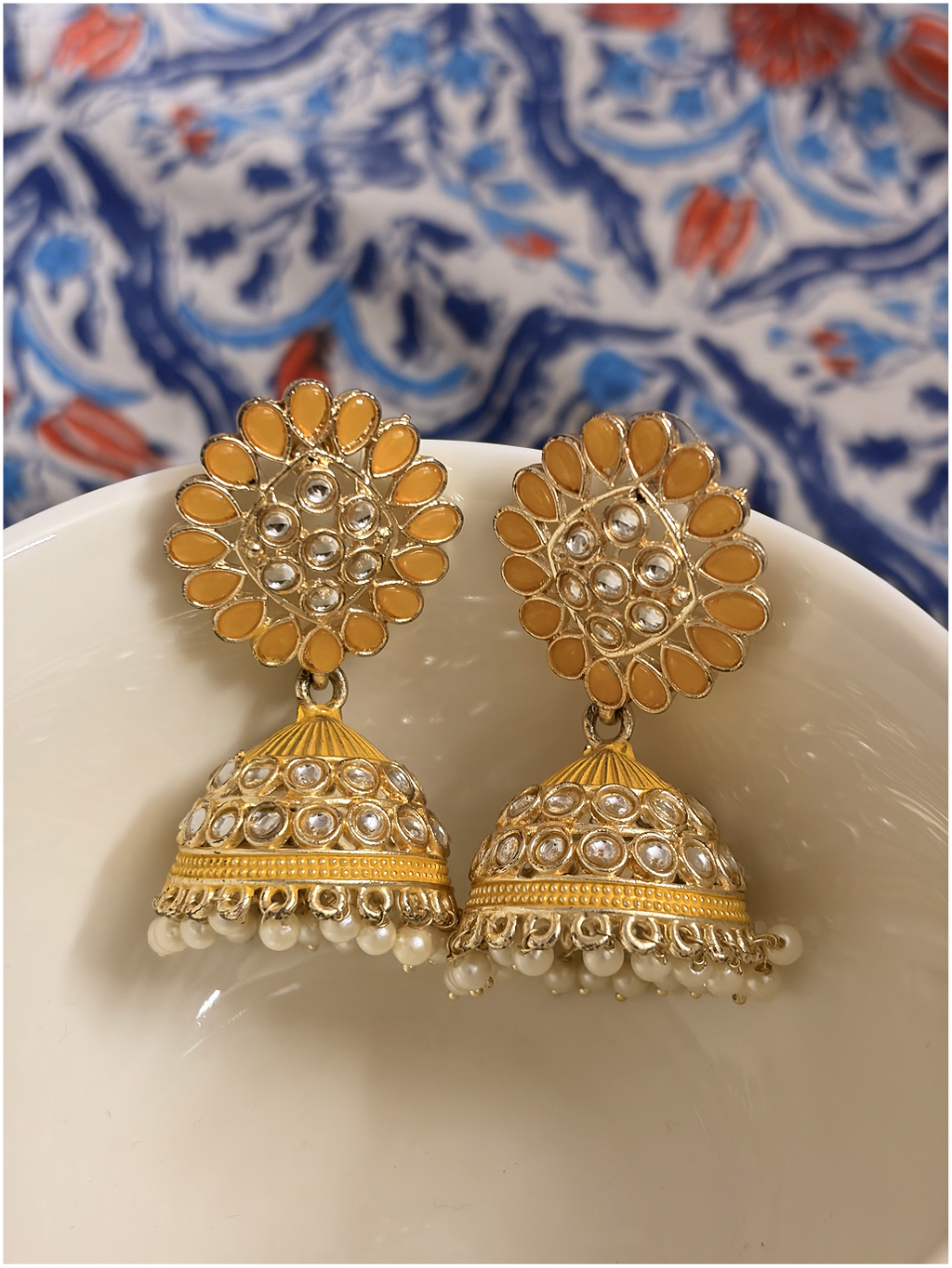 Floral Stone Jhumka