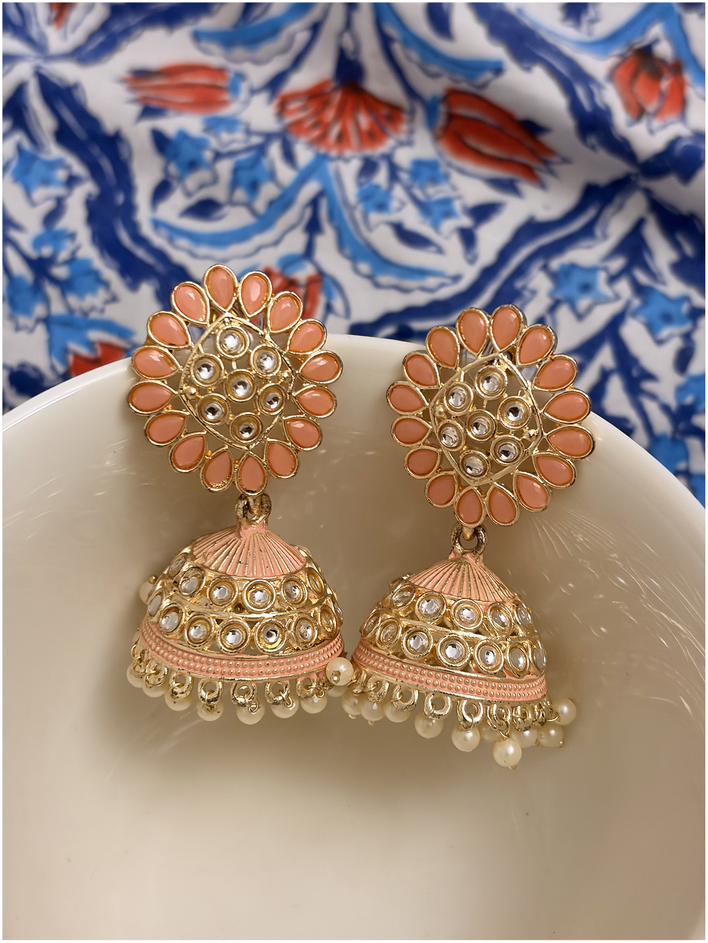 Floral Stone Jhumka