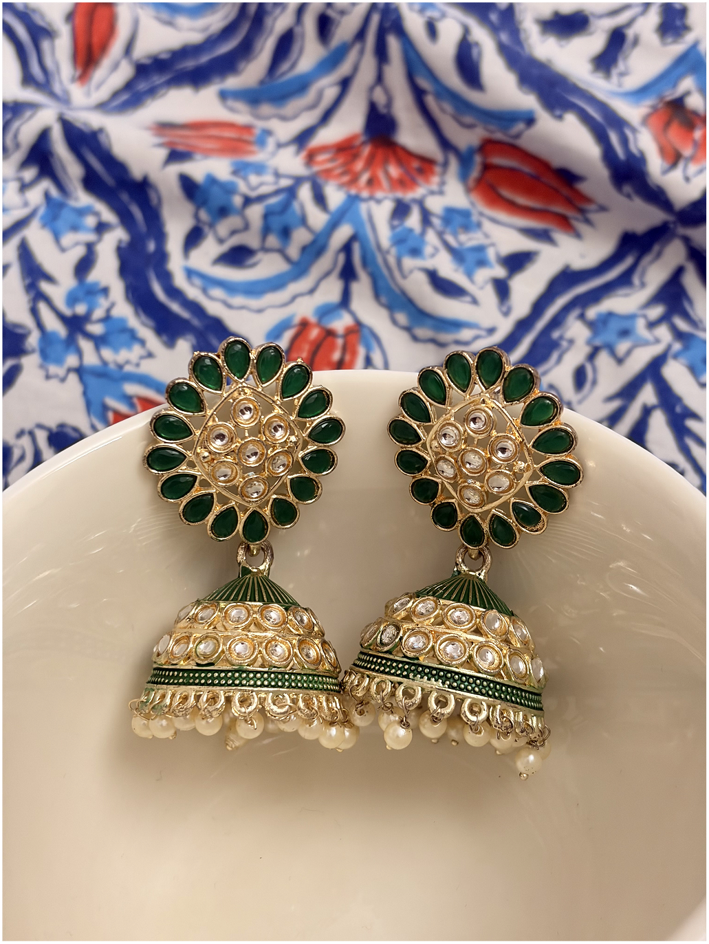 Floral Stone Jhumka