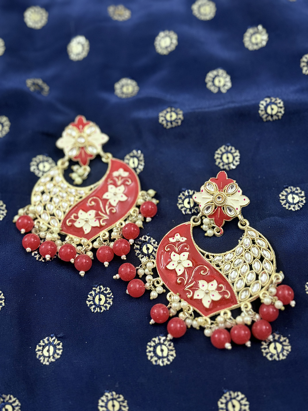 Ivory Petal Chandbali Earrings