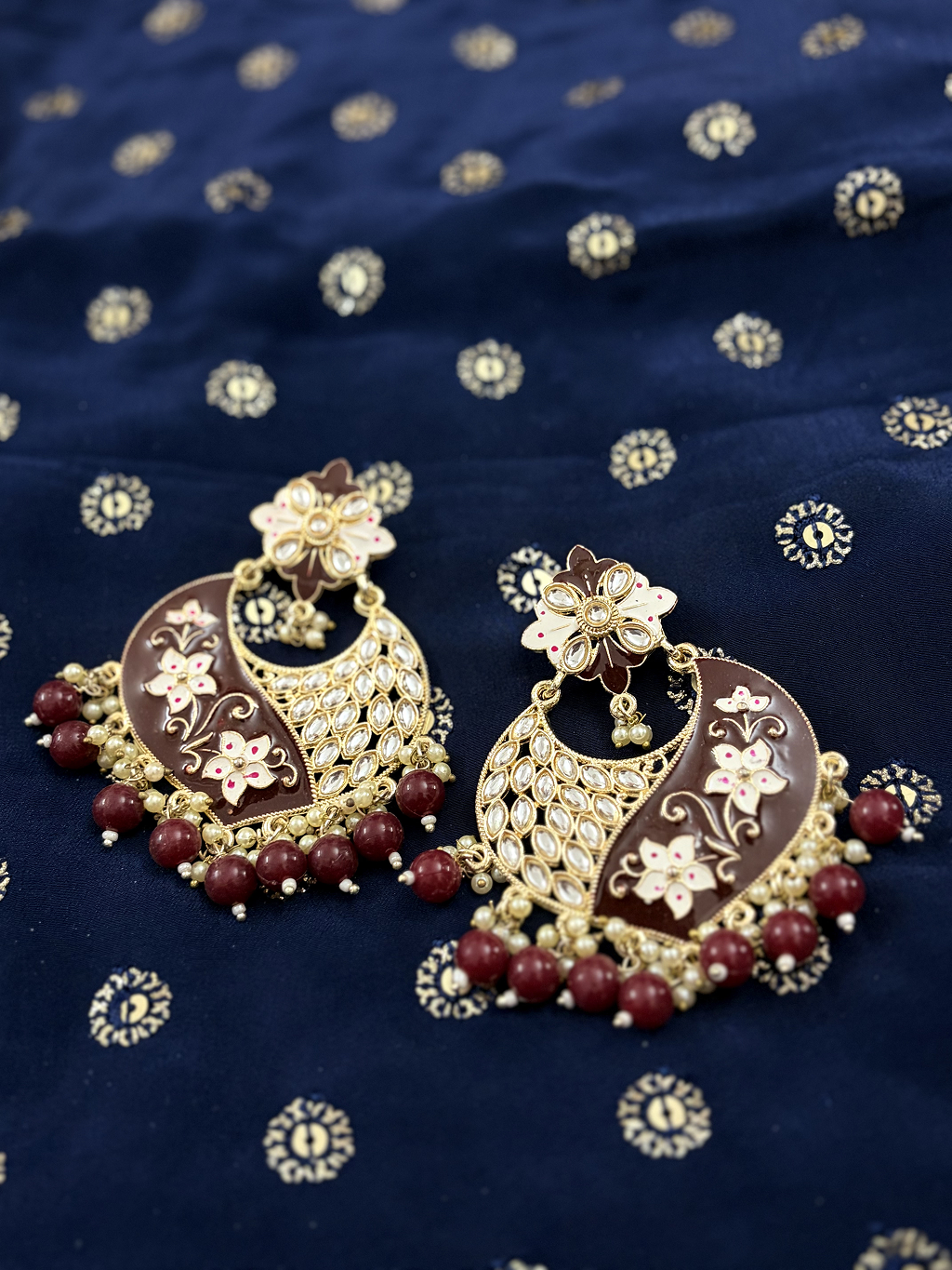 Ivory Petal Chandbali Earrings