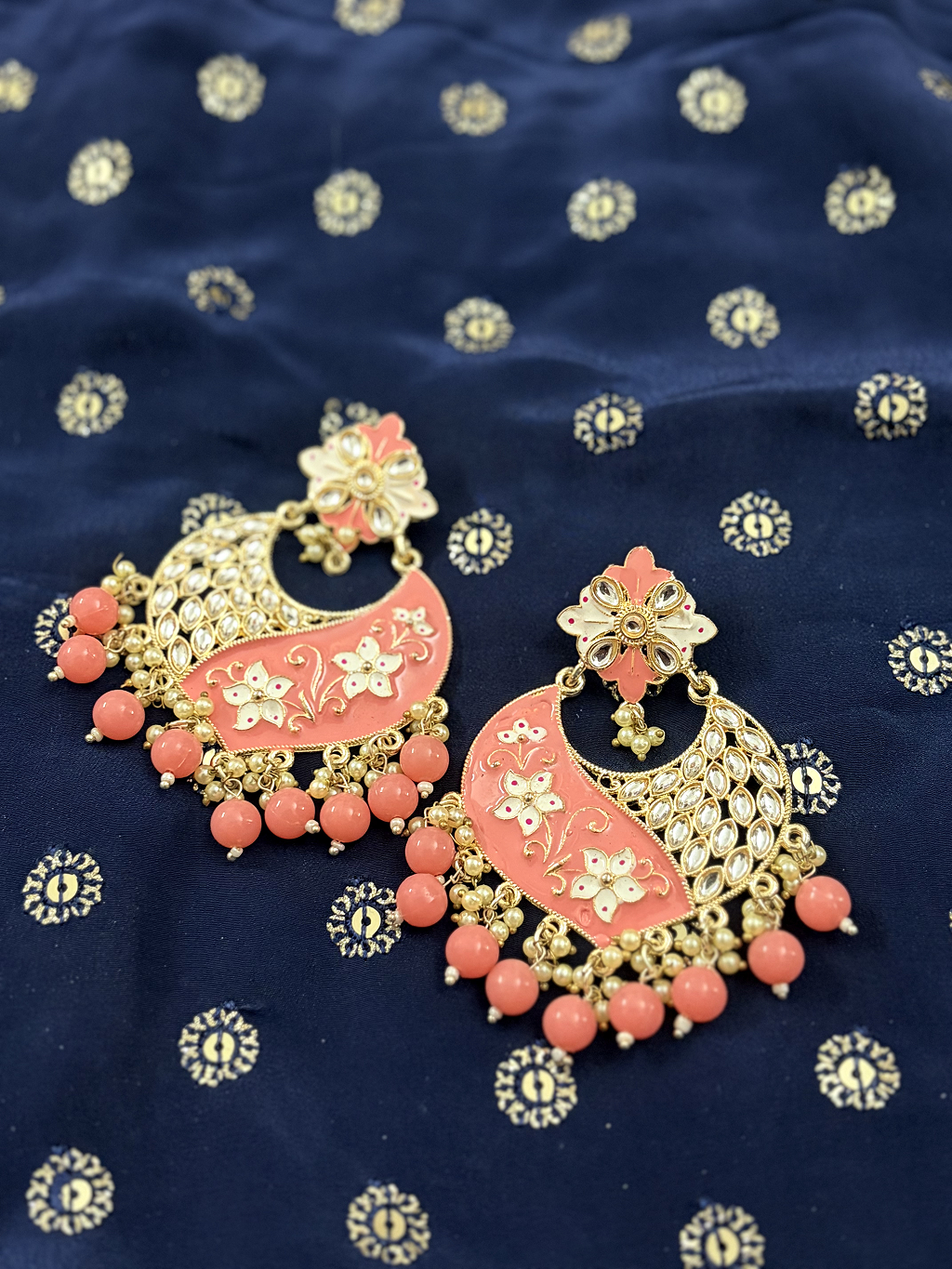 Ivory Petal Chandbali Earrings