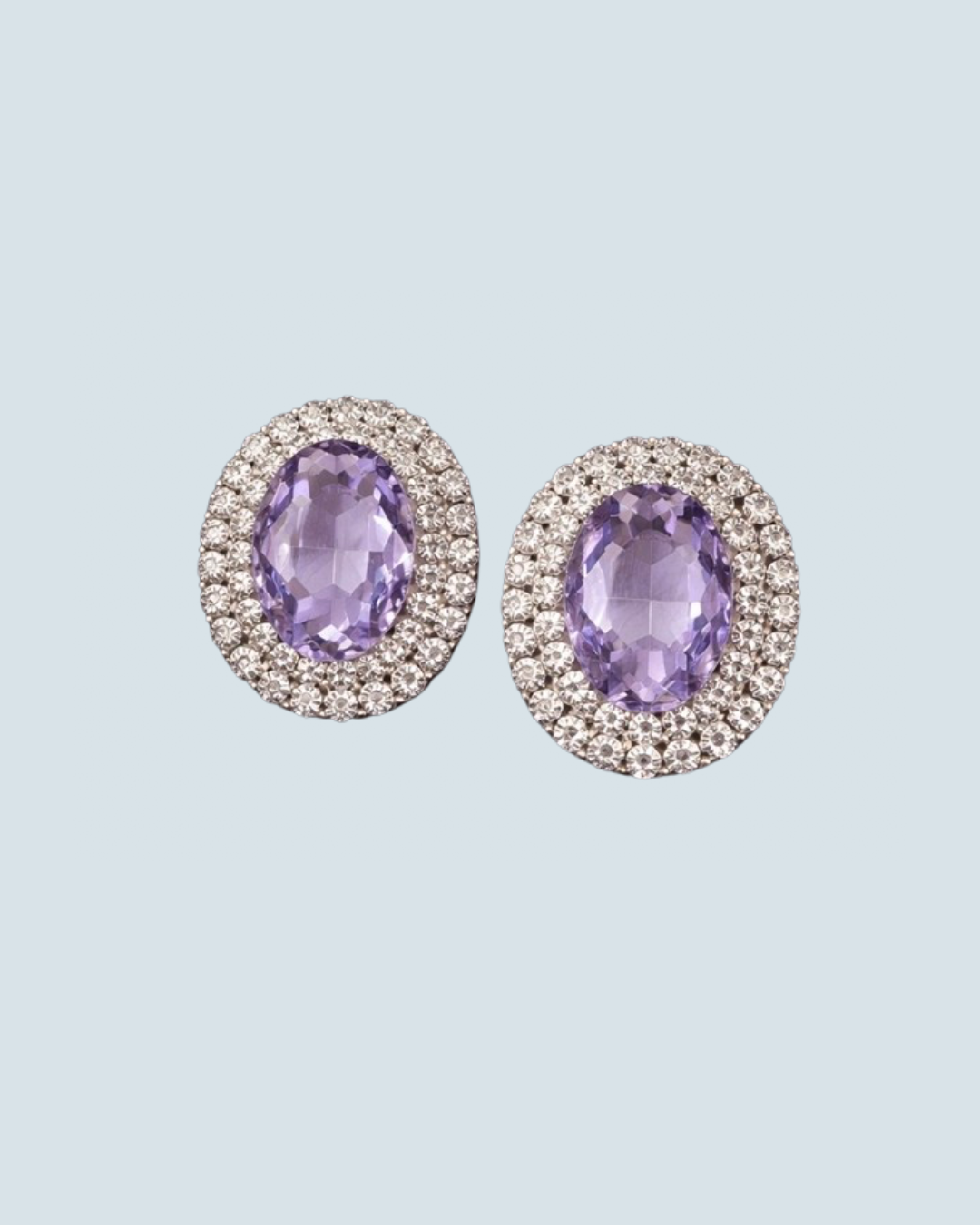 Oval Halo Crystal Studs