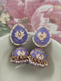 Pearl Lotus Meenakari Jhumka